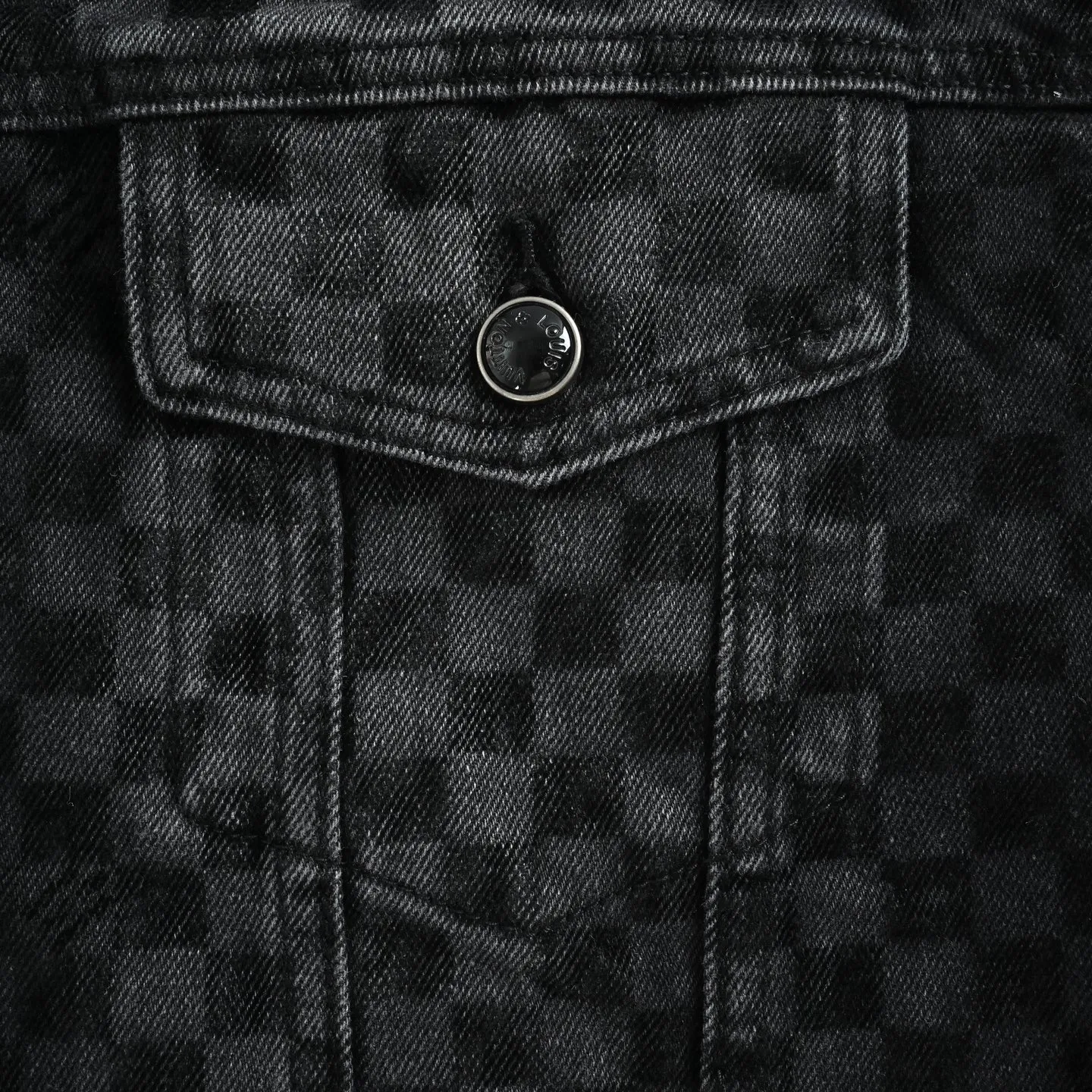 Louis Vuitton/Louis Vuitton Mosaic Flocked Checkered Spliced Denim Jacket